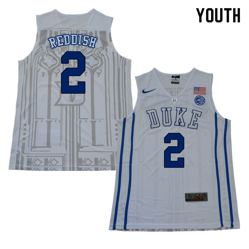 2018 Youth #2 Cam Reddish Duke Blue Devils College Basketball Jerseys Sale-White - Click Image to Close